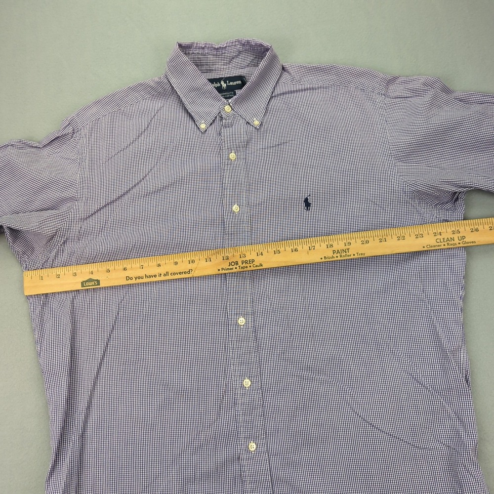 Vtg Ralph Lauren Shirt Mens 16.5‎ 34/35 Yarmouth Purple Gingham Button Down Pony - Picture 6 of 10